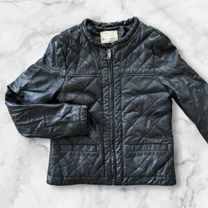 ZARA Girls Soft Collection Outerwear Quilted Pleather Jacket Size 11 - 12 Black